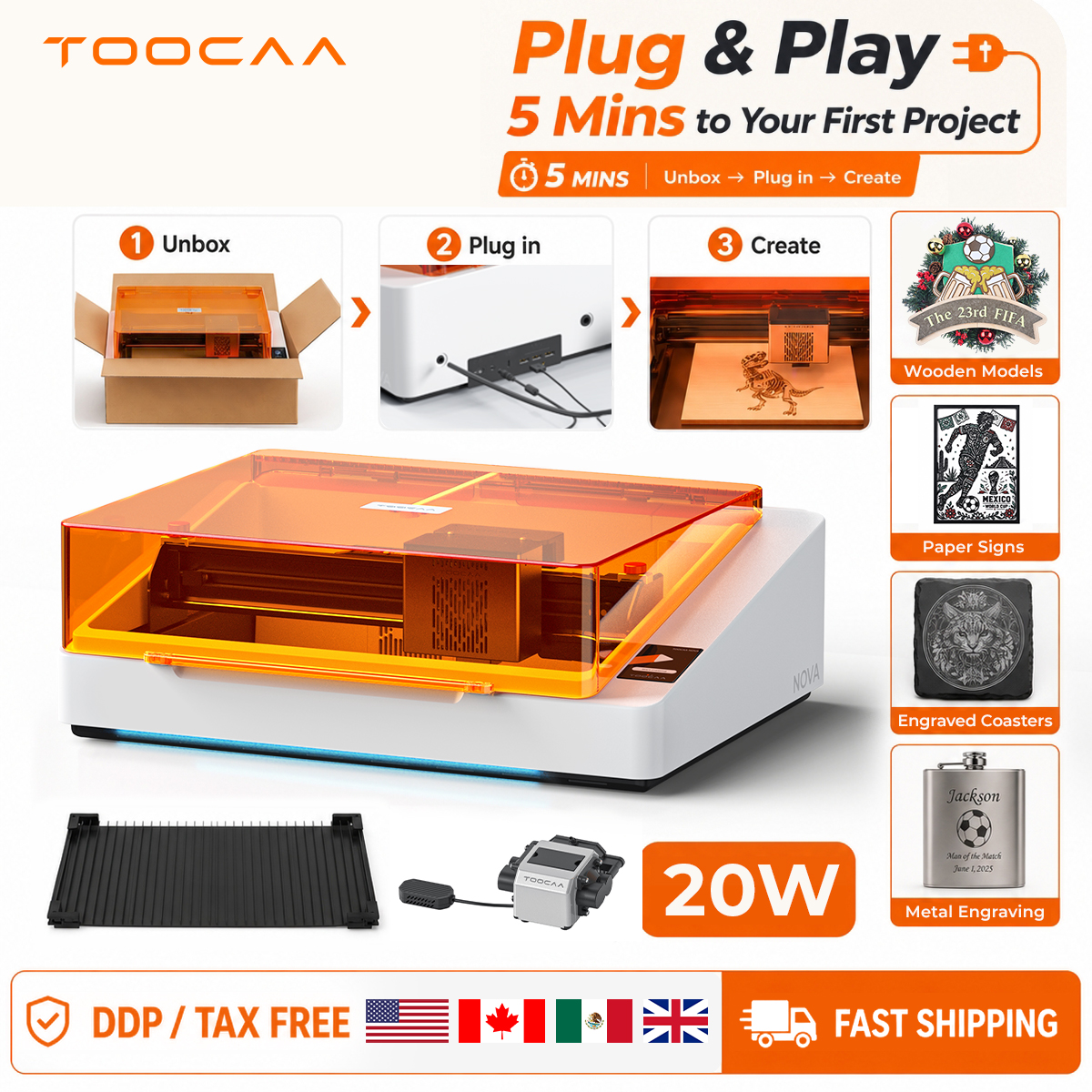 TOOCAA NOVA 20W Beginner-Frien - Industrial Laser Cutting avaliação e preço