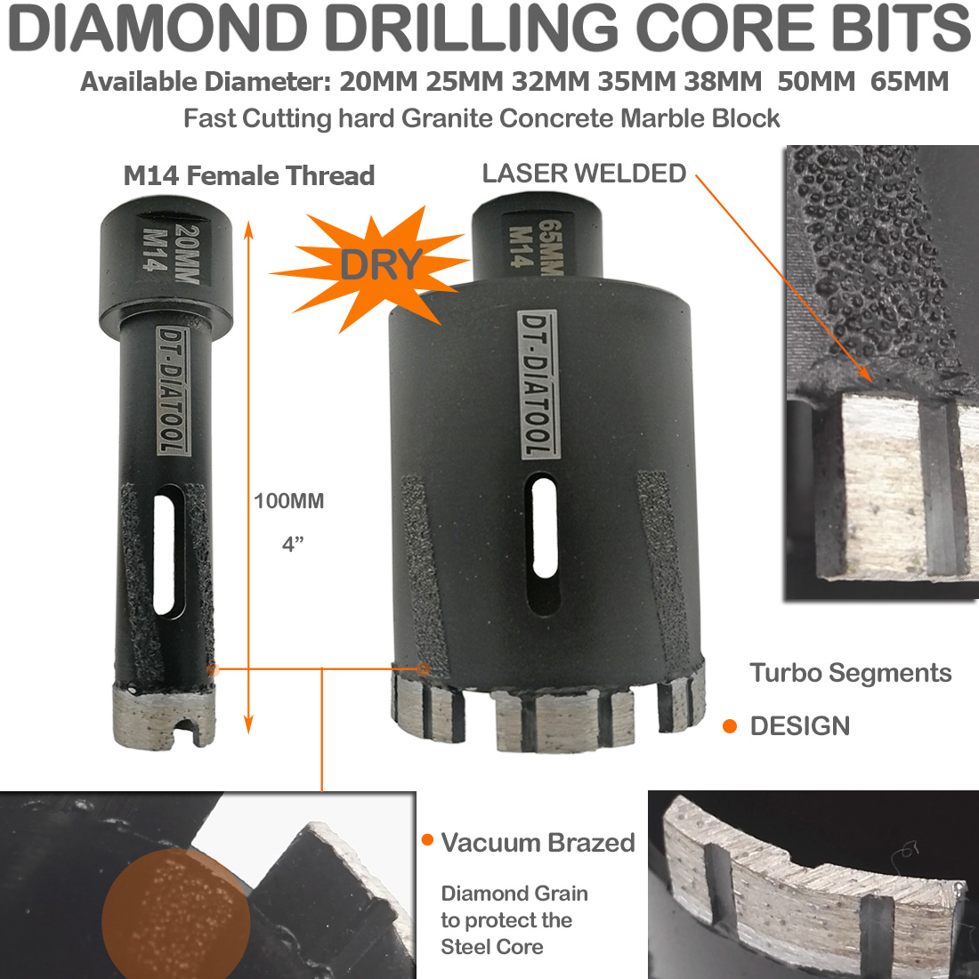 DT-DIATOOL 1pc M14 Thread Lase - Industrial Laser Drill avaliação e preço